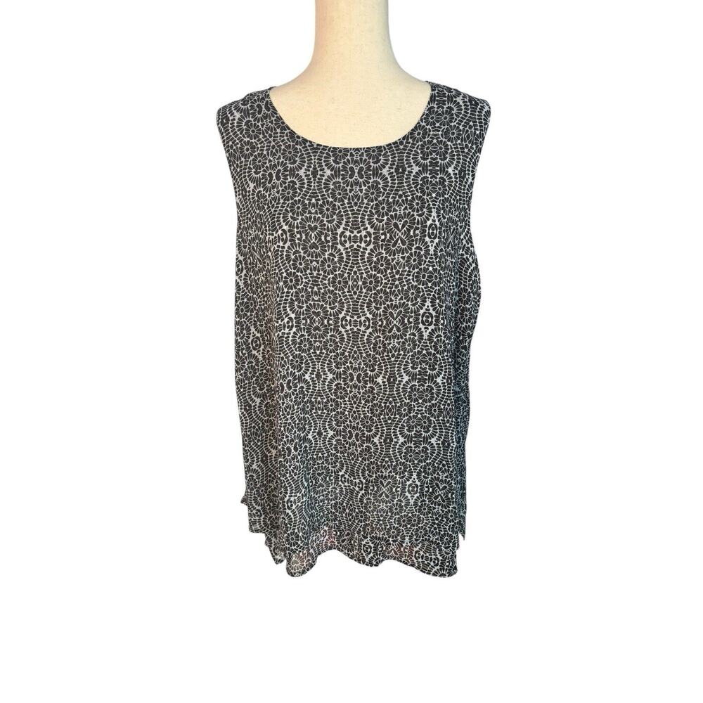Fever Women's Sleeveless Black/White Tunic Top Size XL